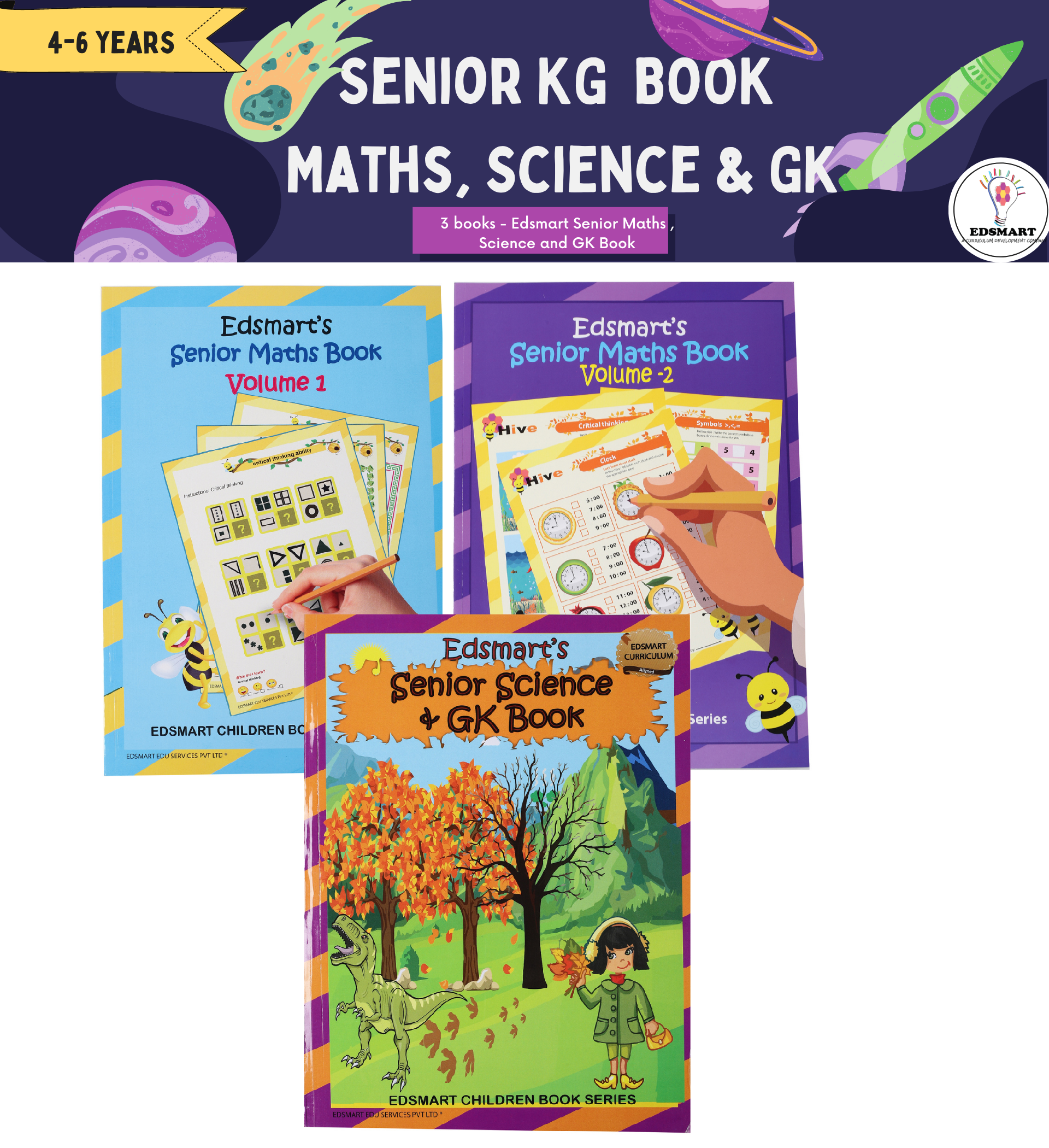 Senior KG Maths and Science Book combo - 3 books