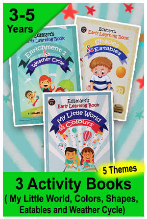 Activity Books for 3 years old -  Set of 3 books - Themes My world, Shapes, Colors, Eatables, Seasons and Enrichment 